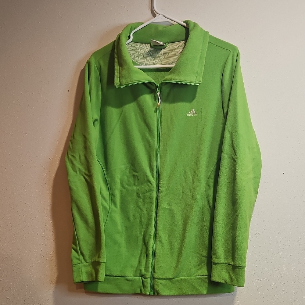 Adidas Bright Full Zip Up Fleece Jacket Sweatshirt With Zipper Pockets Sz. L